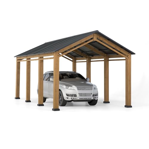 Cedar Framed Metal Roof Carport T9864