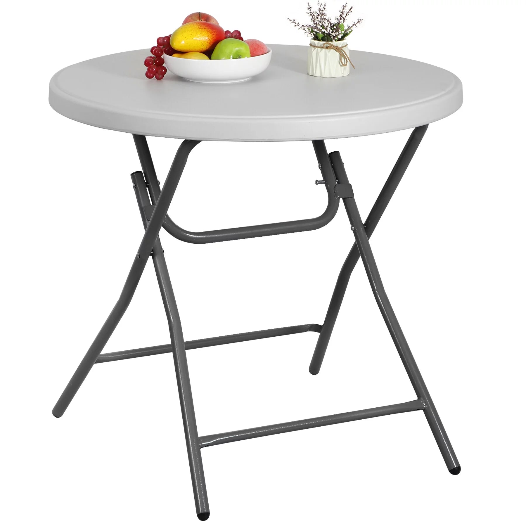 White 32" Round Plastic Dining Table Q774252