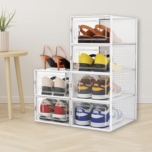 6 Pack Clear Plastic Stackable Shoe Boxes U88329
