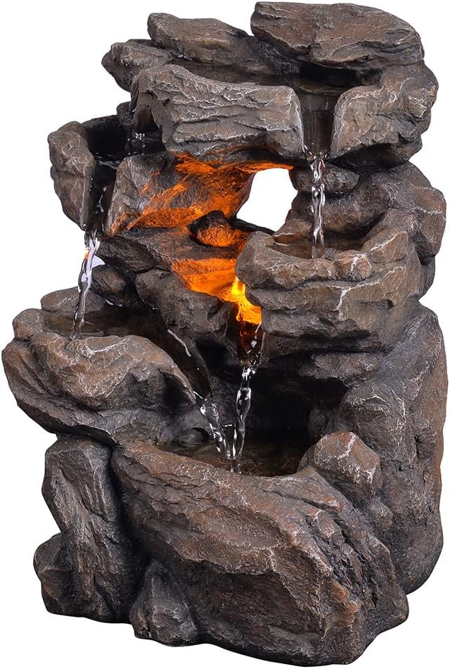 Small 9.7 Inch Tabletop Water Fountain with LED Light Q346