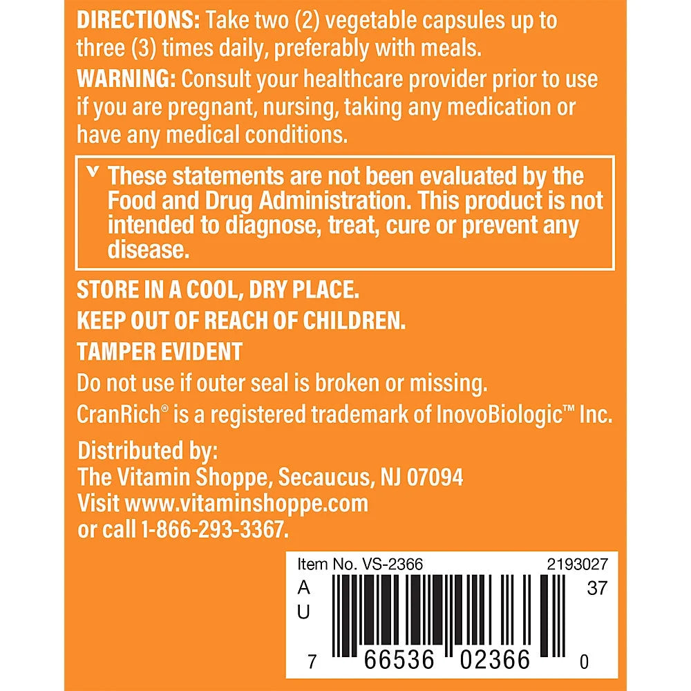 120 Vegetarian Capsules Cranberry with D-Mannose X110976