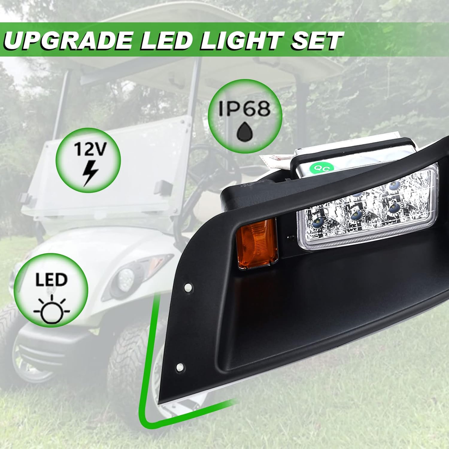 LED Headlight Tail Light Kit 12V with Turn Signal Wire Harness for Gas and Electric Golf Carts X33462