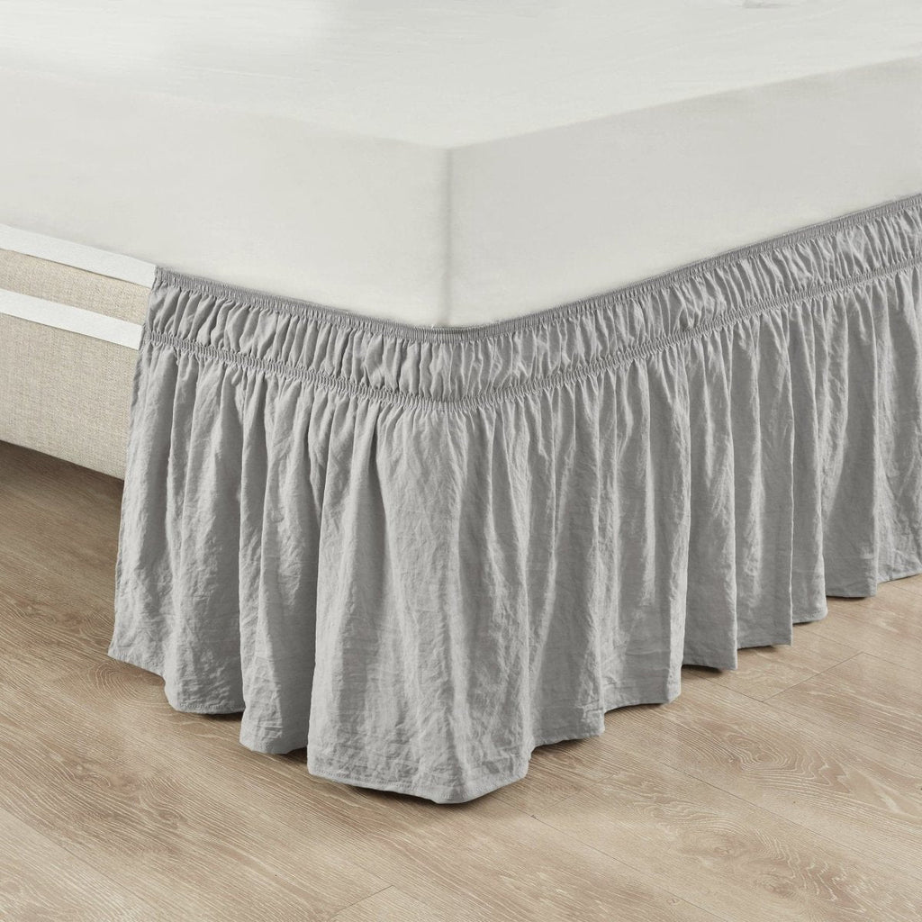 Ruched Ruffle Elastic Easy Wrap Around Bed Skirt
