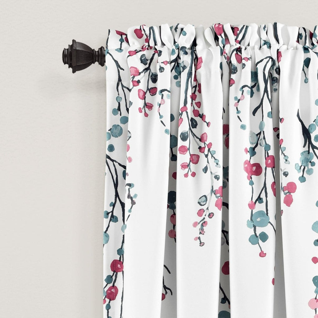 Mirabelle Watercolor Floral Light Filtering Window Curtain Panel Set