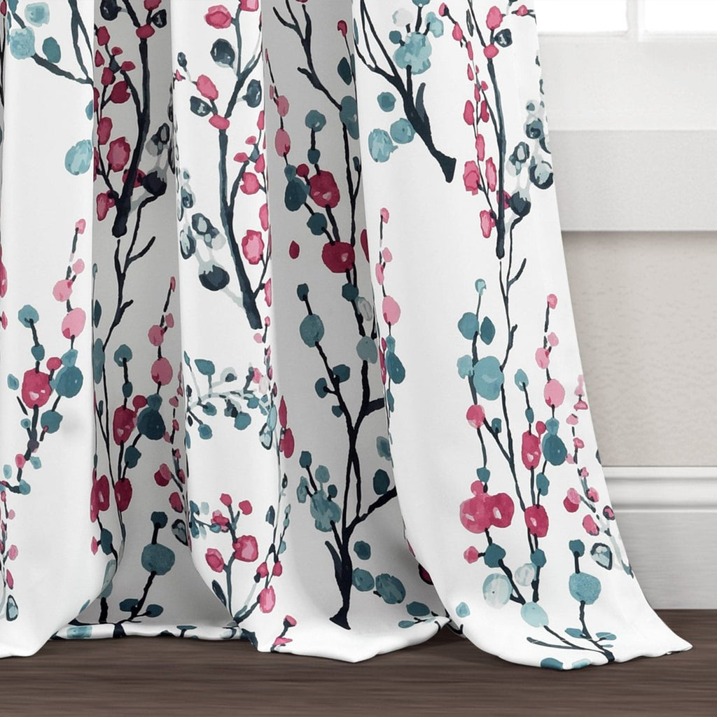 Mirabelle Watercolor Floral Light Filtering Window Curtain Panel Set