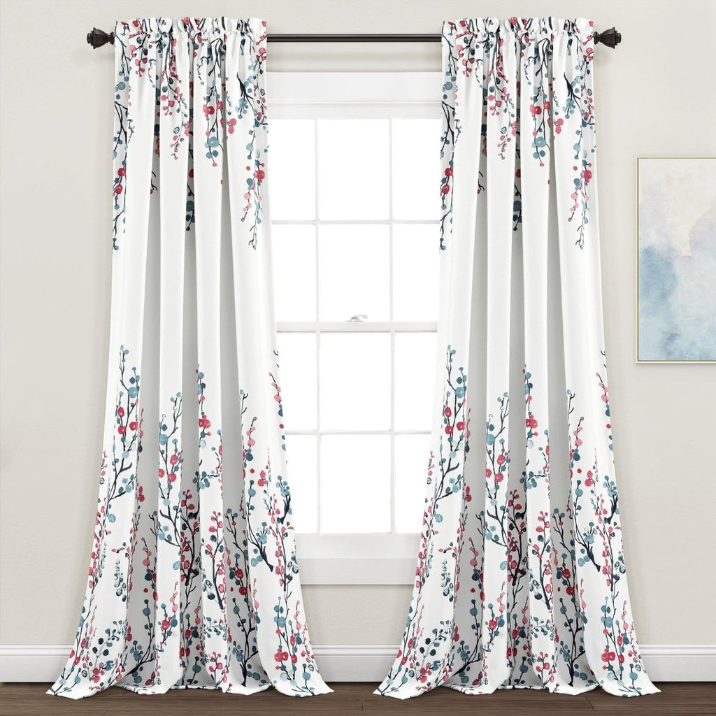 Mirabelle Watercolor Floral Light Filtering Window Curtain Panel Set