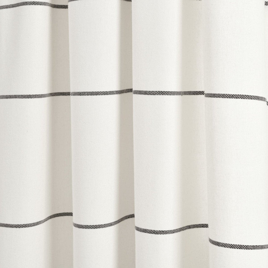 Farmhouse Boho Stripe Woven Tassel Yarn Dyed Recycled Cotton Blend Window Curtain Panel Set