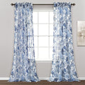 Cynthia Jacobean Sheer Window Curtain Panel Set