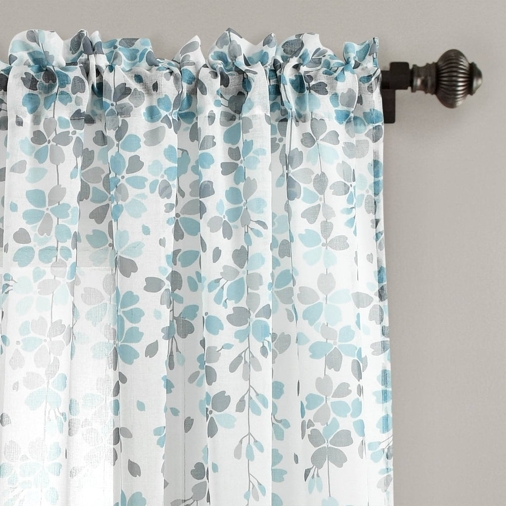 Weeping Flower Sheer Window Curtain Panel Set