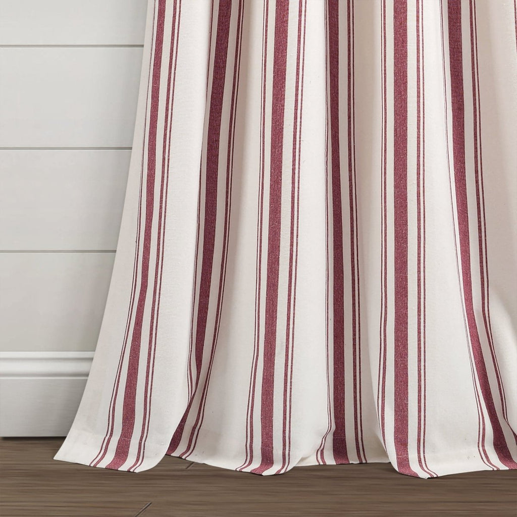 Farmhouse Stripe Yarn Dyed Recycled Cotton Blend Window Curtain Panel Set