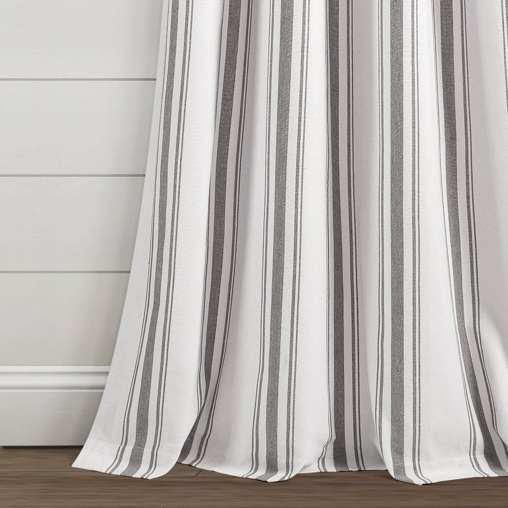 Farmhouse Stripe Yarn Dyed Recycled Cotton Blend Window Curtain Panel Set