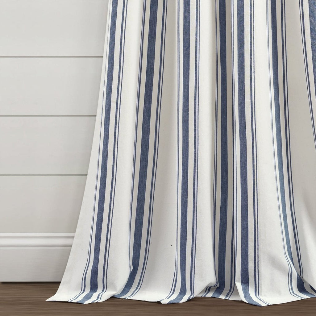 Farmhouse Stripe Yarn Dyed Recycled Cotton Blend Window Curtain Panel Set
