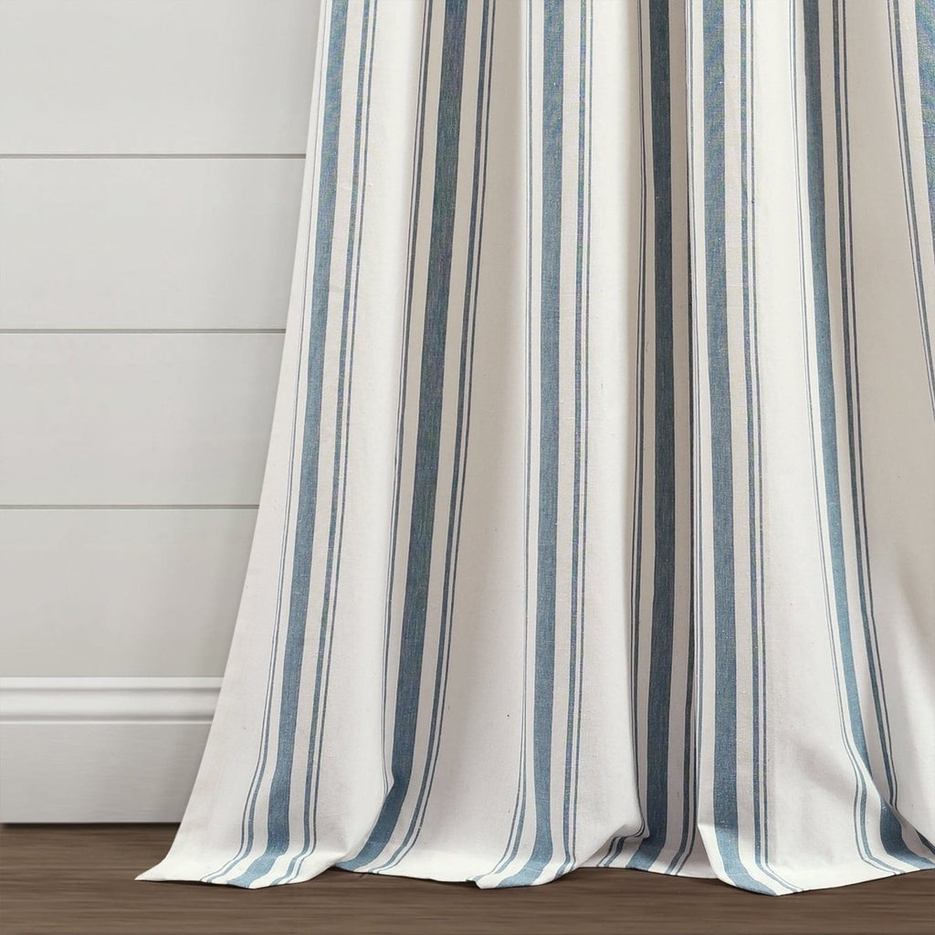Farmhouse Stripe Yarn Dyed Recycled Cotton Blend Window Curtain Panel Set
