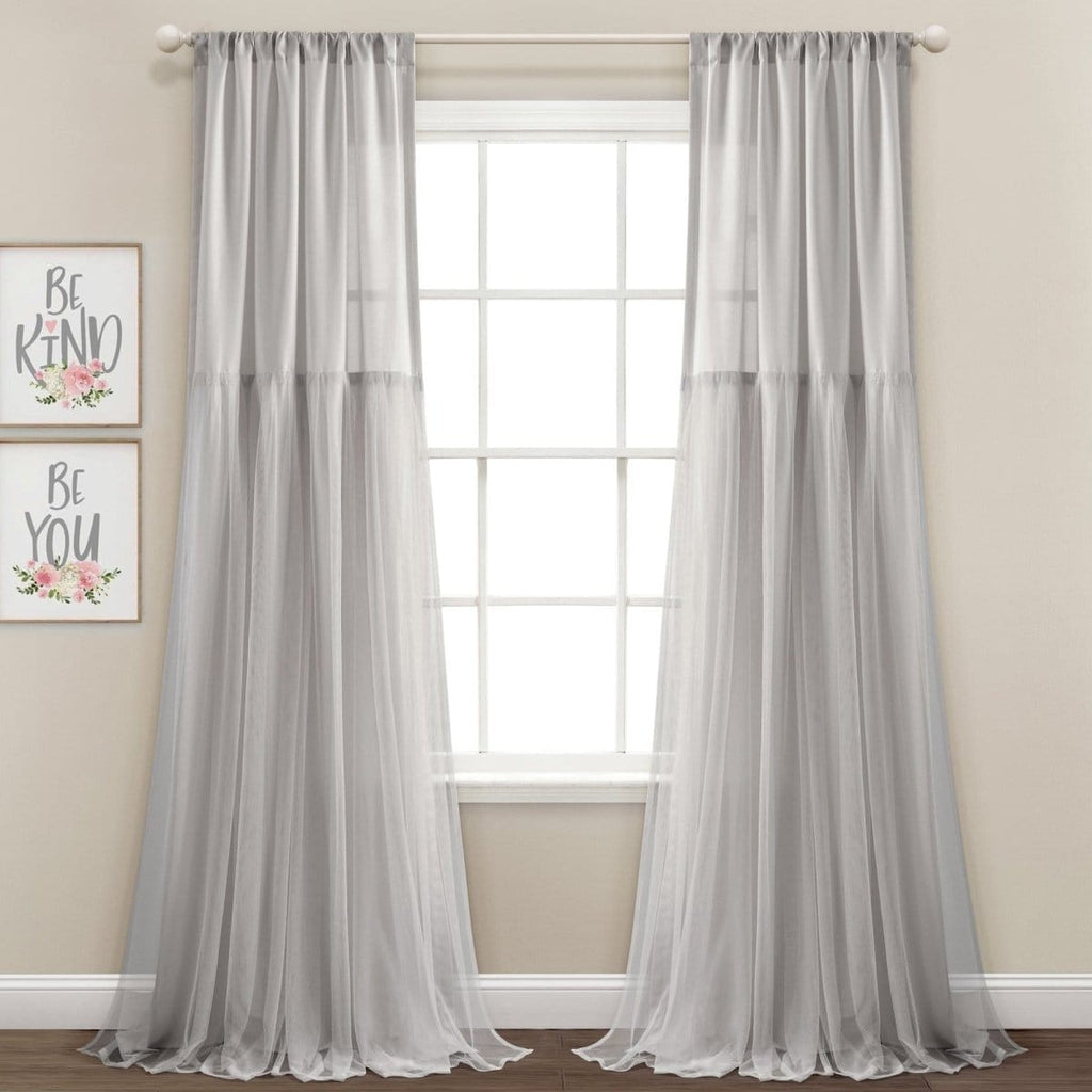 Tulle Skirt Solid Window Curtain Panel Set