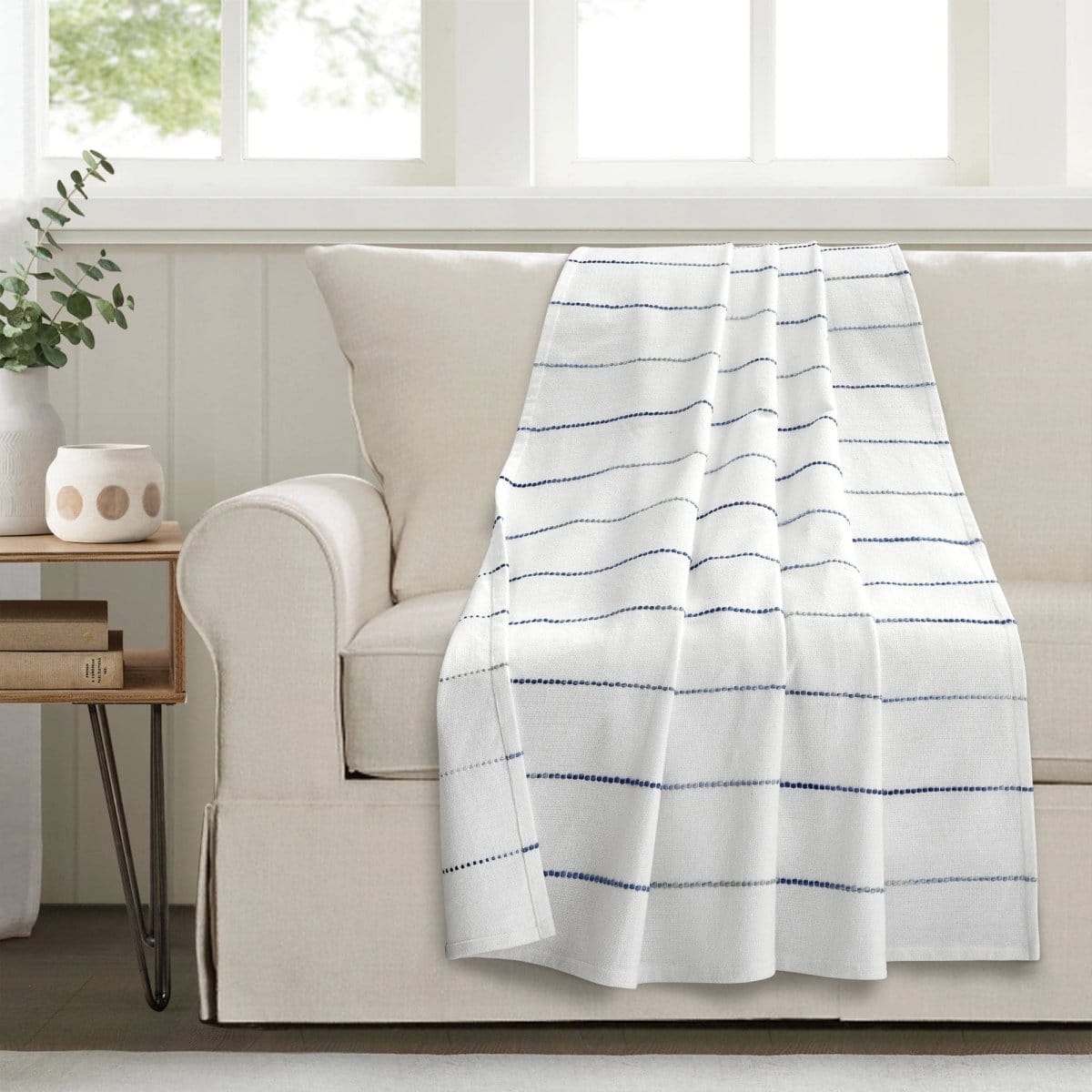 Ombre Stripe Yarn Dyed Recycled Cotton Blend Throw