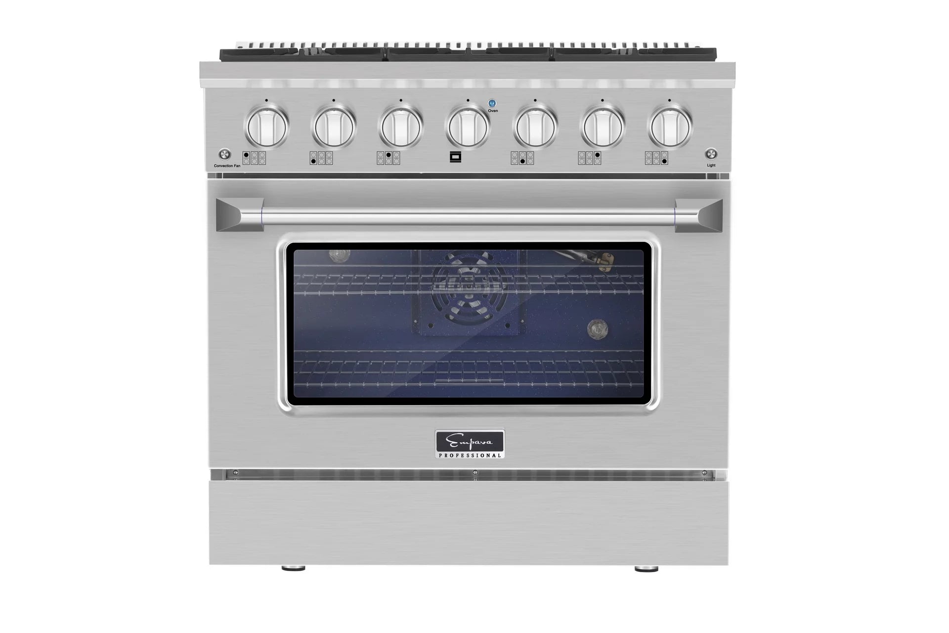 36 in. 5.2 cu. ft. Single Oven Gas Range with 6 Sealed Burners and Continuous Grates in Stainless Steel G664652