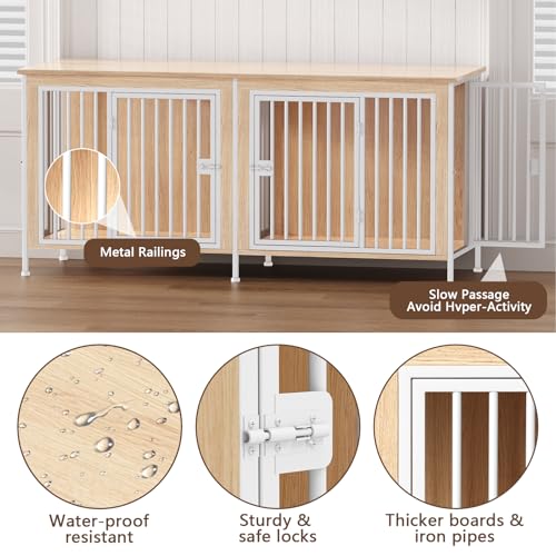 39.96" XL Wooden Large Dog Crate Furniture with 2 Doors G320