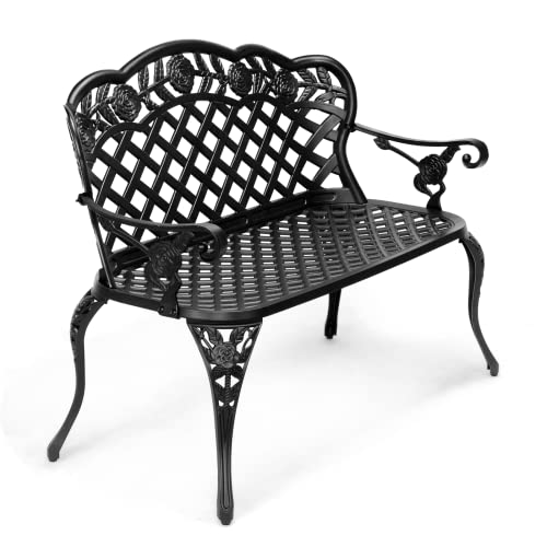 42.5" Black Cast Aluminum Outdoor Bench S3879
