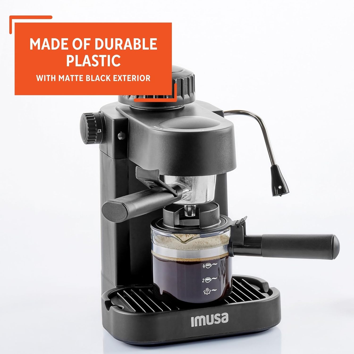 4 Cup Espresso Cappuccino Maker, Black P601