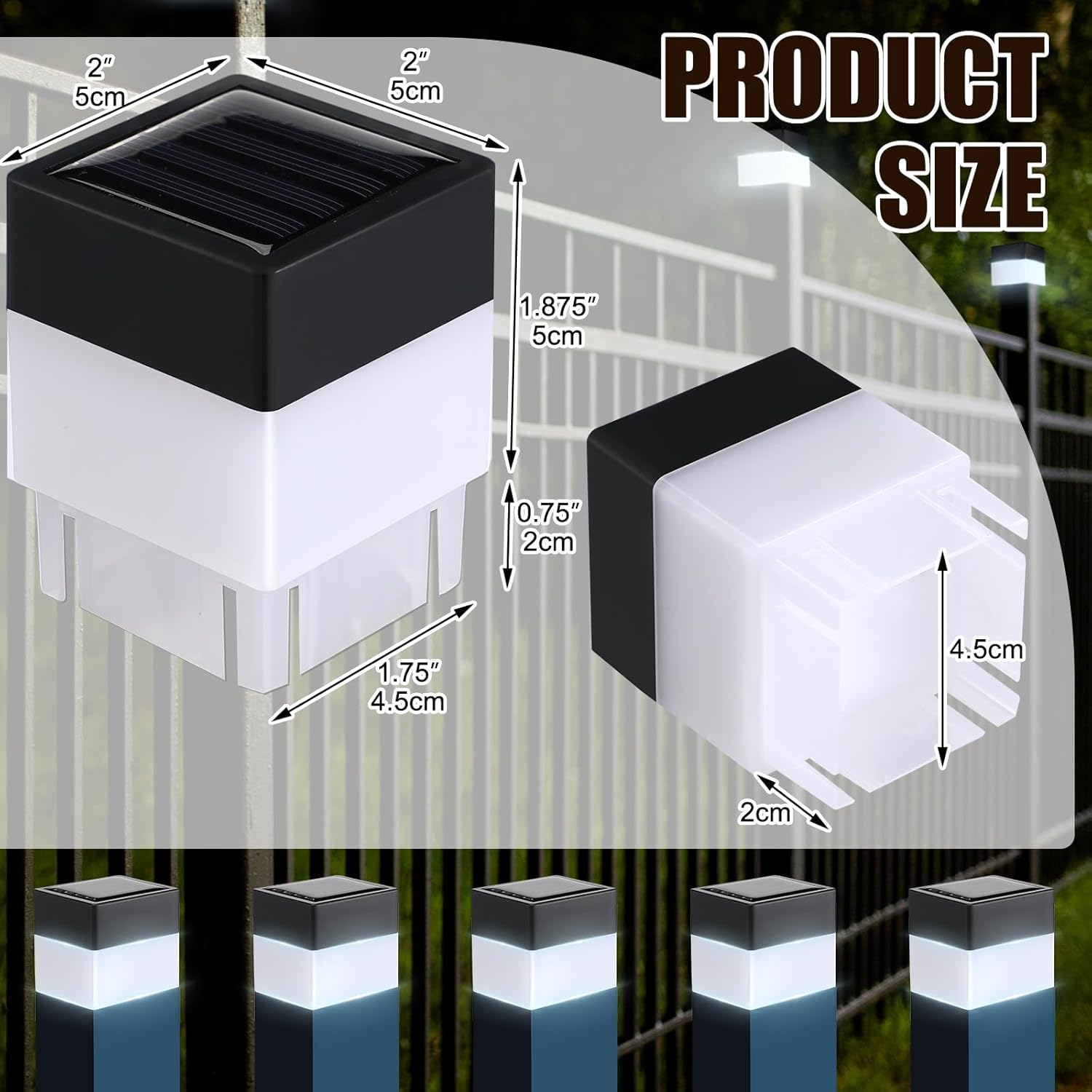 20 Pack Solar Fence Post Cap Lights 2 x 2 Inches White Light L898