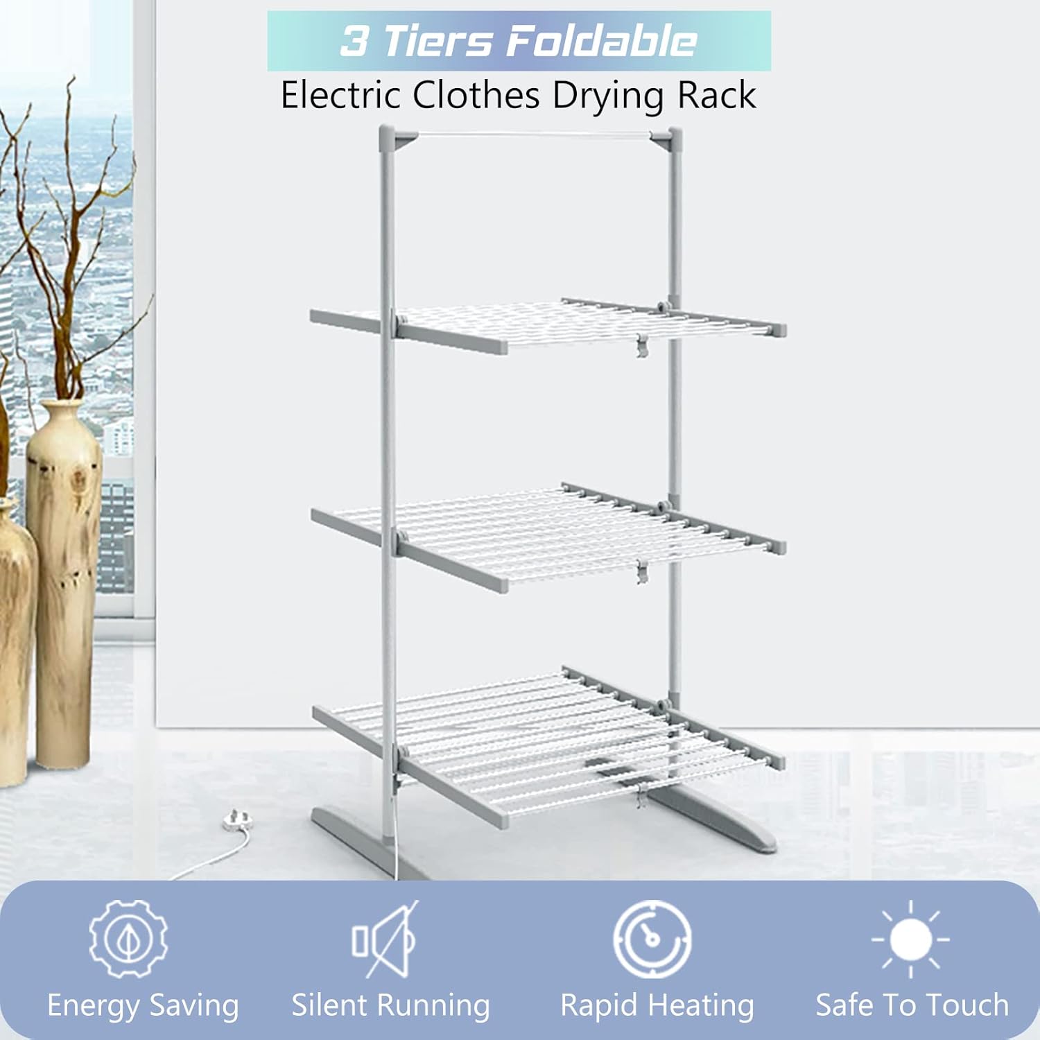 Heated Folding Electric Clothes Drying Rack A371