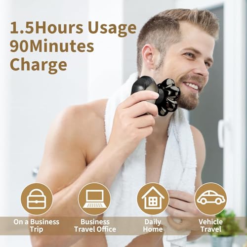 Detachable Head Electric Razor 7D Rotary Shaver Grooming Kit with Type-C Charge S125