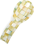 Cream-and-White Enamel Spoon Rest T352