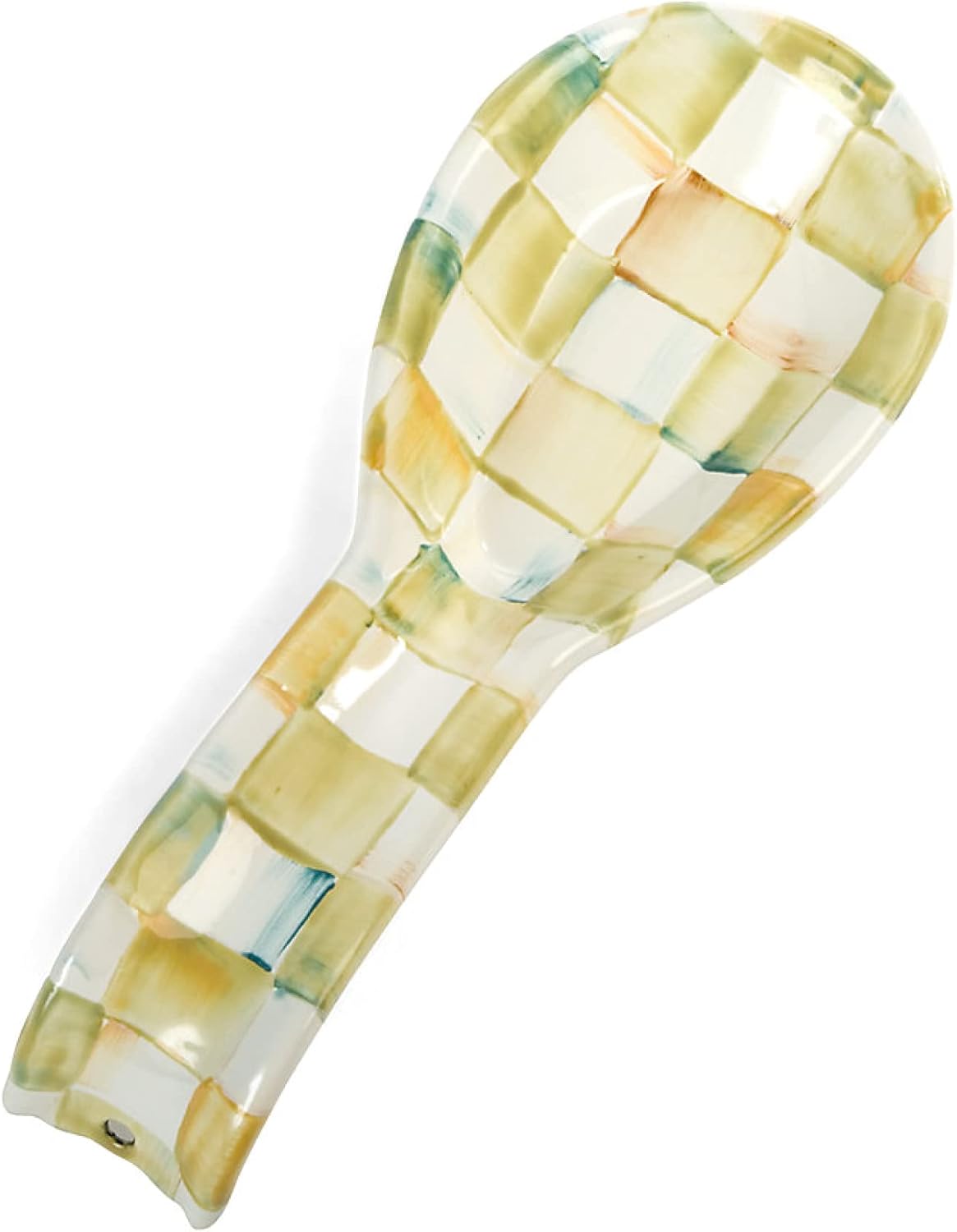 Cream-and-White Enamel Spoon Rest T352