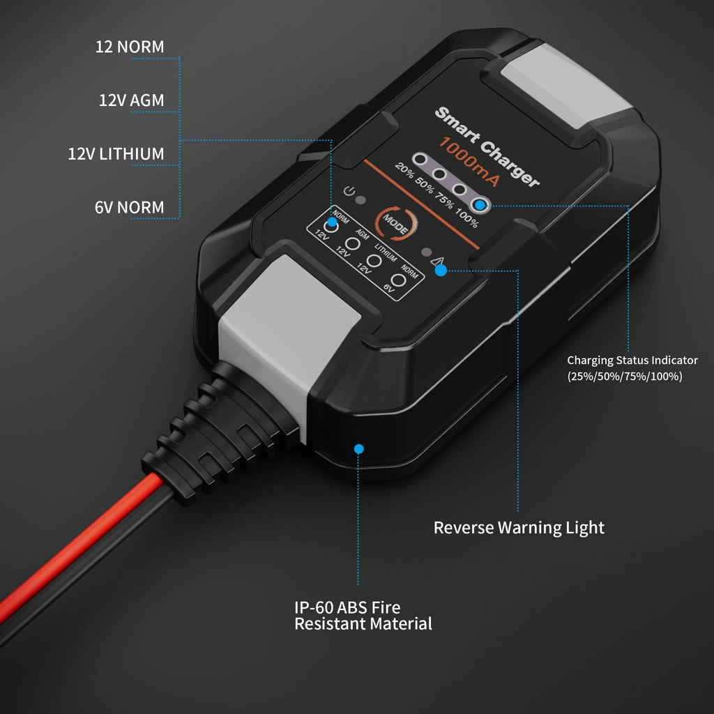 6V/12V 1A Trickle Charger Battery Maintainer P80727