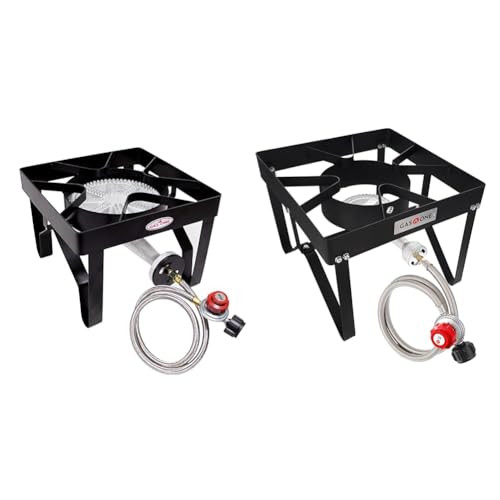 200K BTU Propane Burner with Adjustable 0-20Psi Regulator and Steel Braided Hose A795128