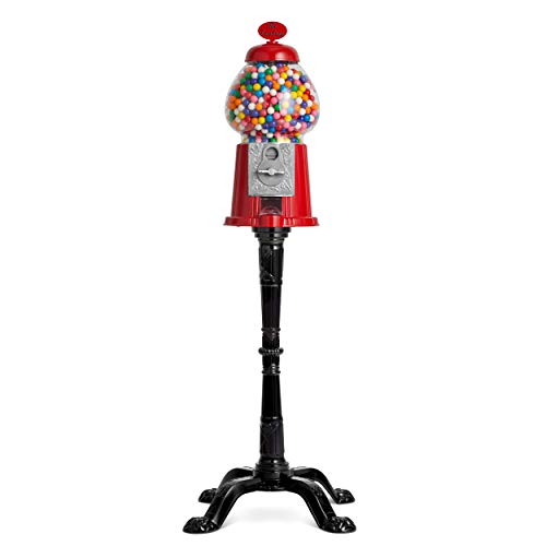 15 Inch Candy Dispenser with Stand Durable Aluminum Frame Includes 2lbs Bag of Gumballs 0.62 Inch Gumballs R8769