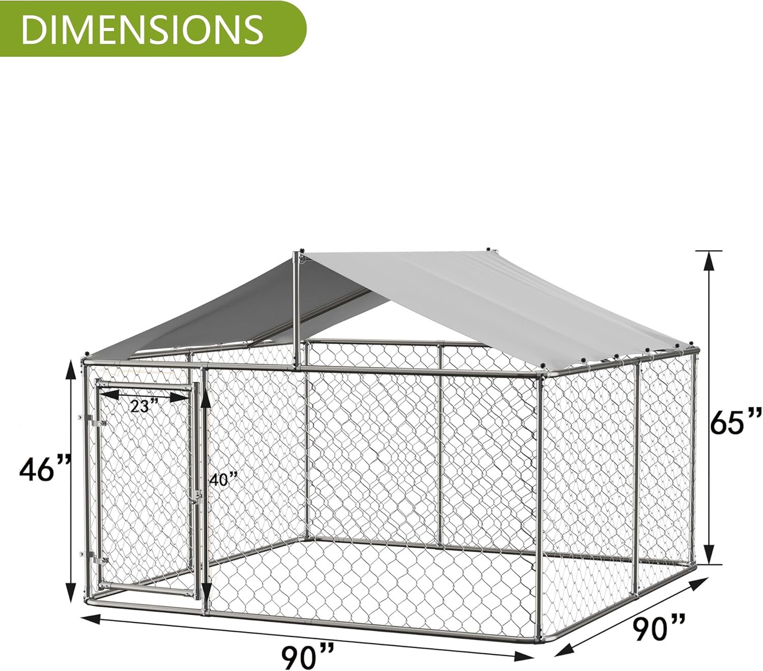 7.5' x 7.5' Large Outdoor Dog Kennel with WaterProof UV-Resistant Cover J23764