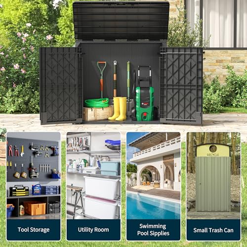 Outdoor Resin Storage Shed 36 Cu. Ft. Lockable Waterproof Storage Box N46998