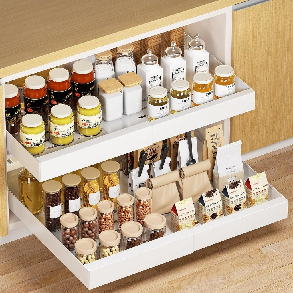 Pull Out Cabinet Organizer, 21 Deep Expandable Slide Out Drawers W8277