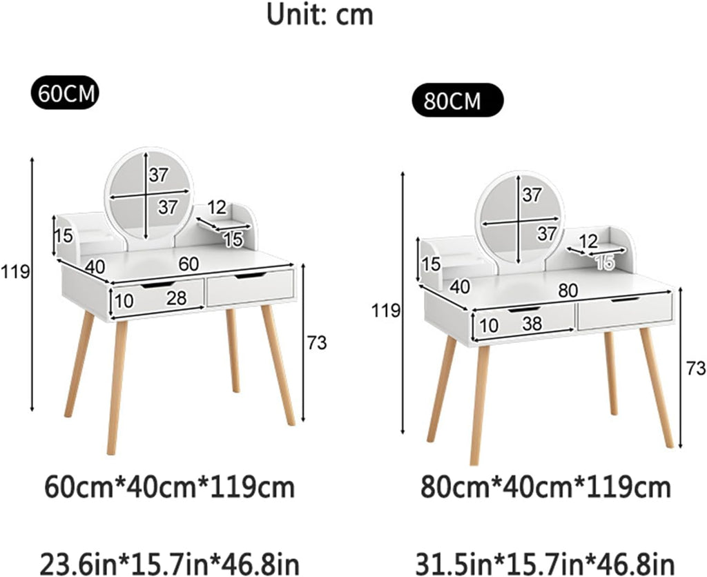 Makeup Vanity with Mirror and 2 Drawers O739781