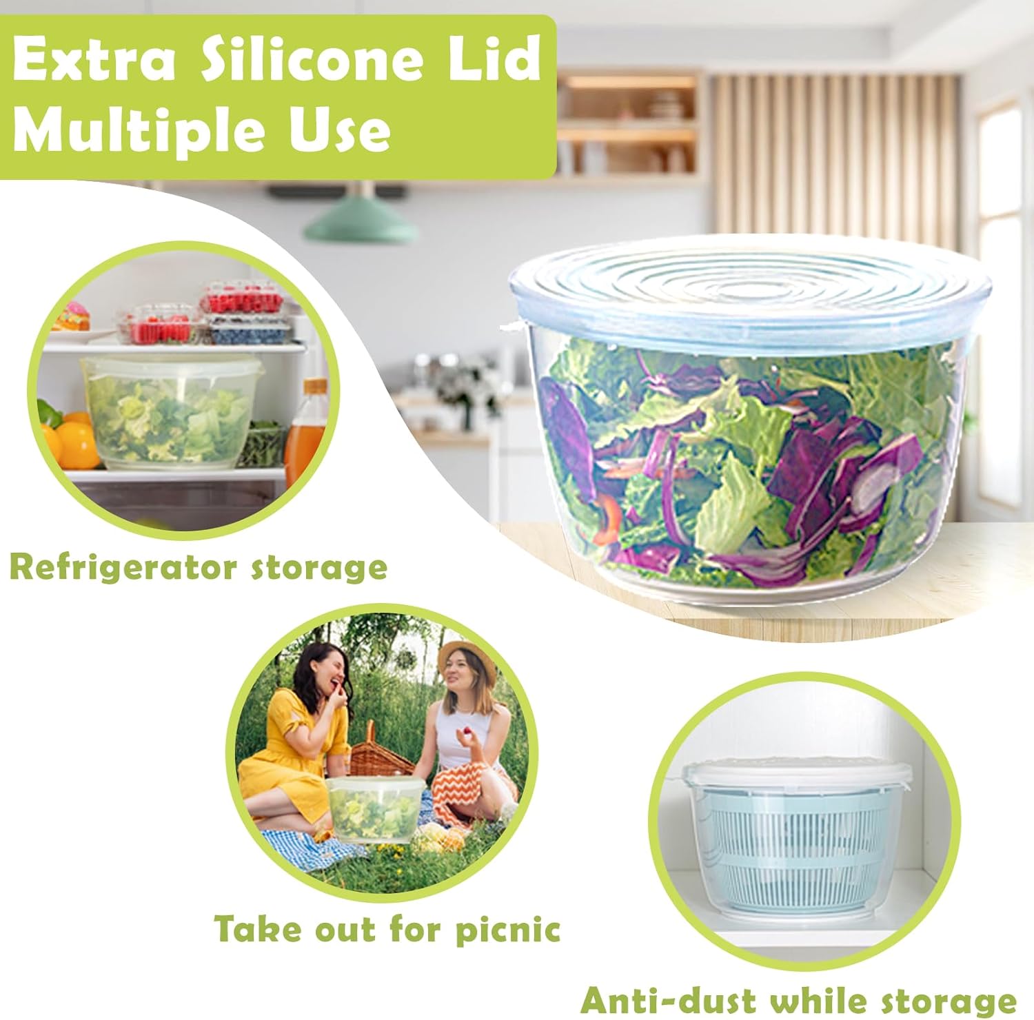 4.8 Qt Large Capacity Salad Spinner with Storage Lid Z390774