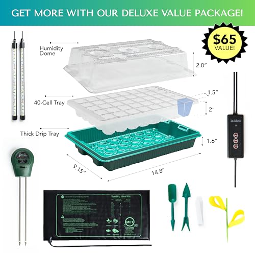 40-Cell Seed Starter Tray with Grow Lights and Heat Mat M83446