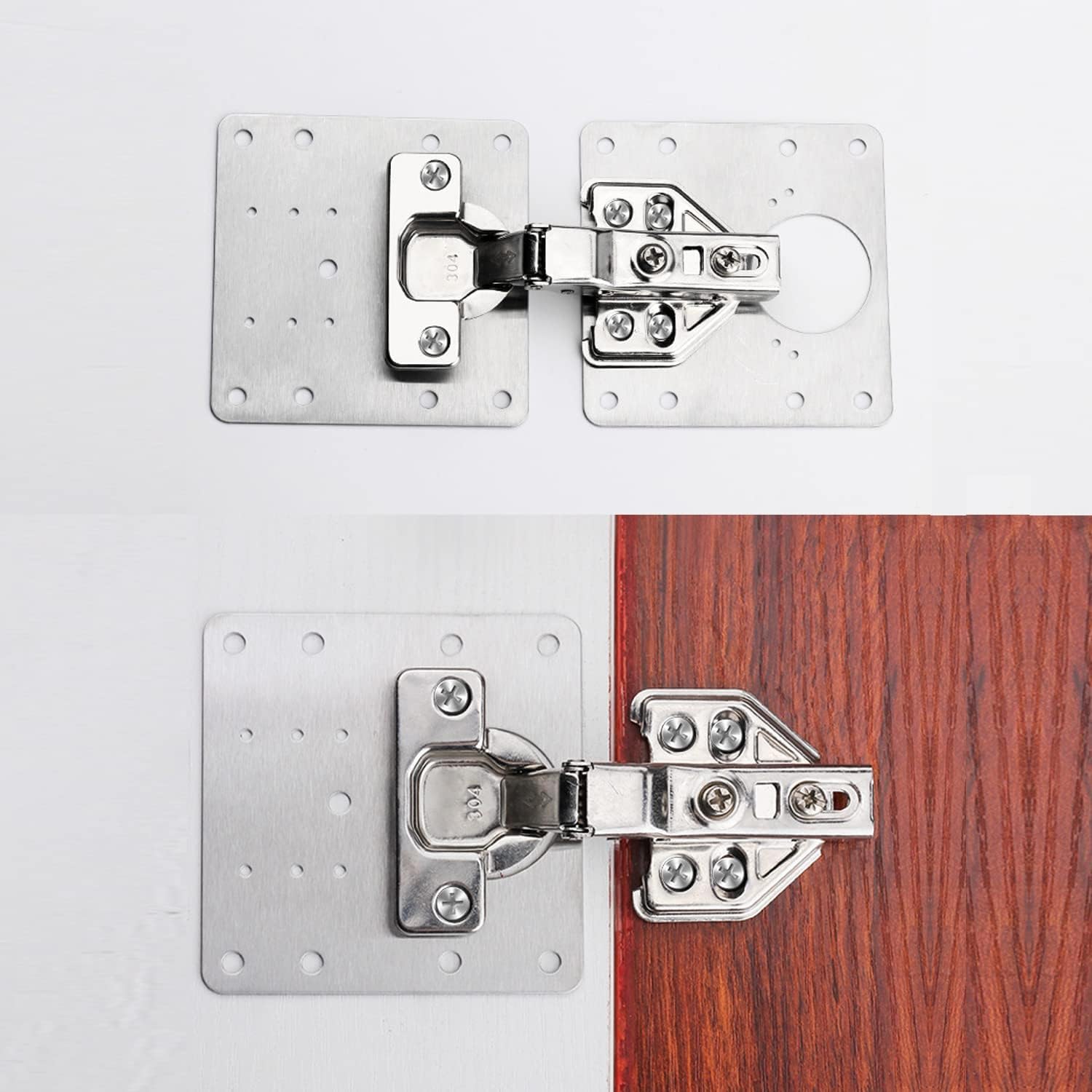 16pack Stainless Steel Cabinet Hinge Repair Plate kit with Mounting Screws Y5220