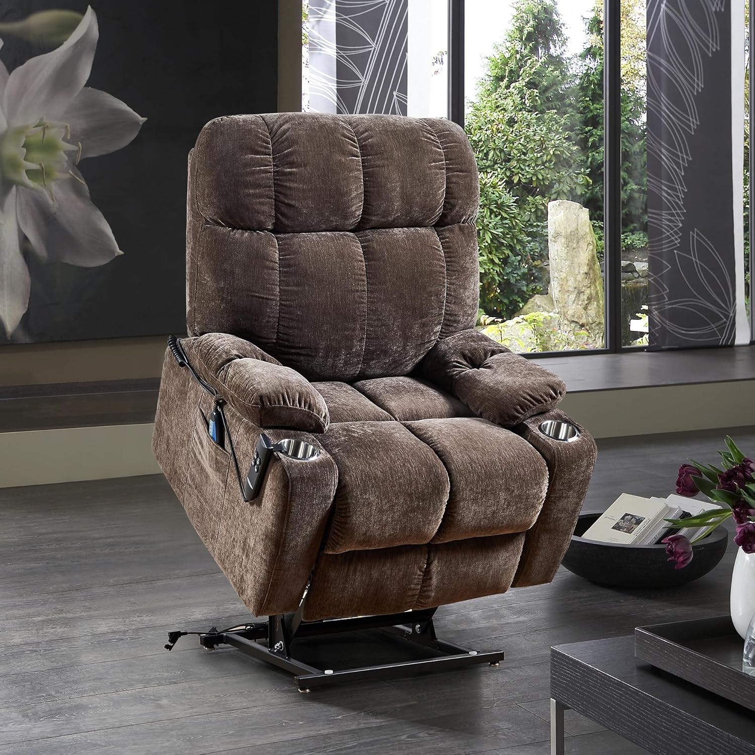 Brown Dual Motor Power Lift Recliner Chair P90827