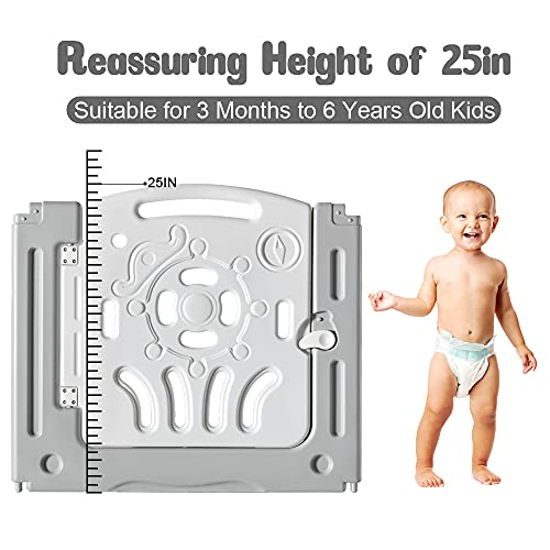 18 Panel White Grey Foldable Baby Playpen with Safety Gate G288