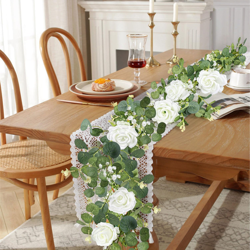 6.5ft Artificial Eucalyptus Garland with Flowers T8091