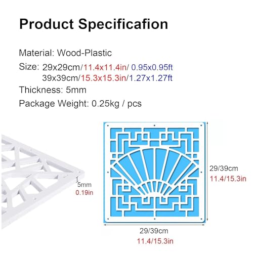 5pcs DIY Wood-Plastic Room Privacy Screen Divider W866