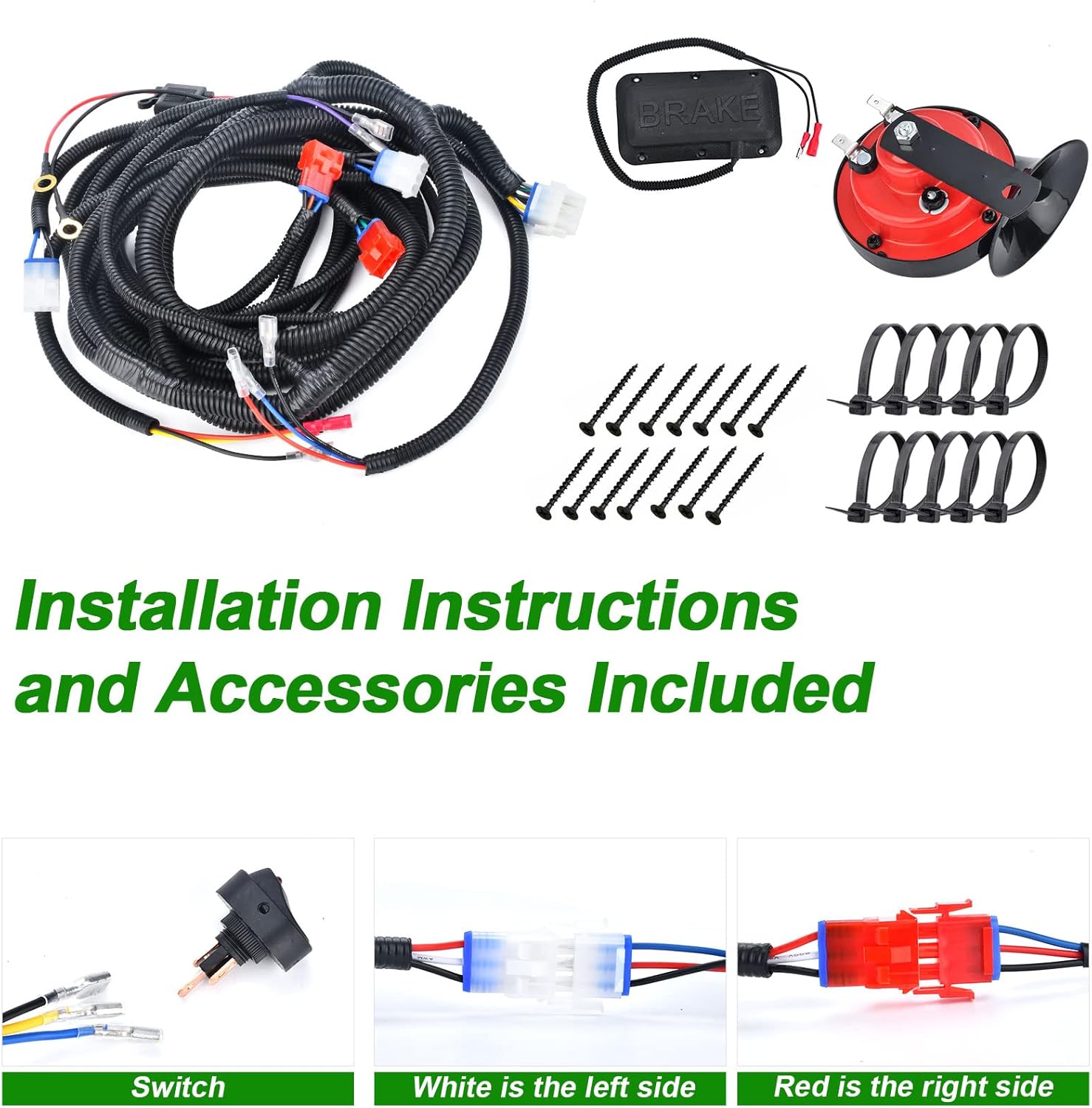 LED Headlight Tail Light Kit 12V with Turn Signal Wire Harness for Gas and Electric Golf Carts X33462