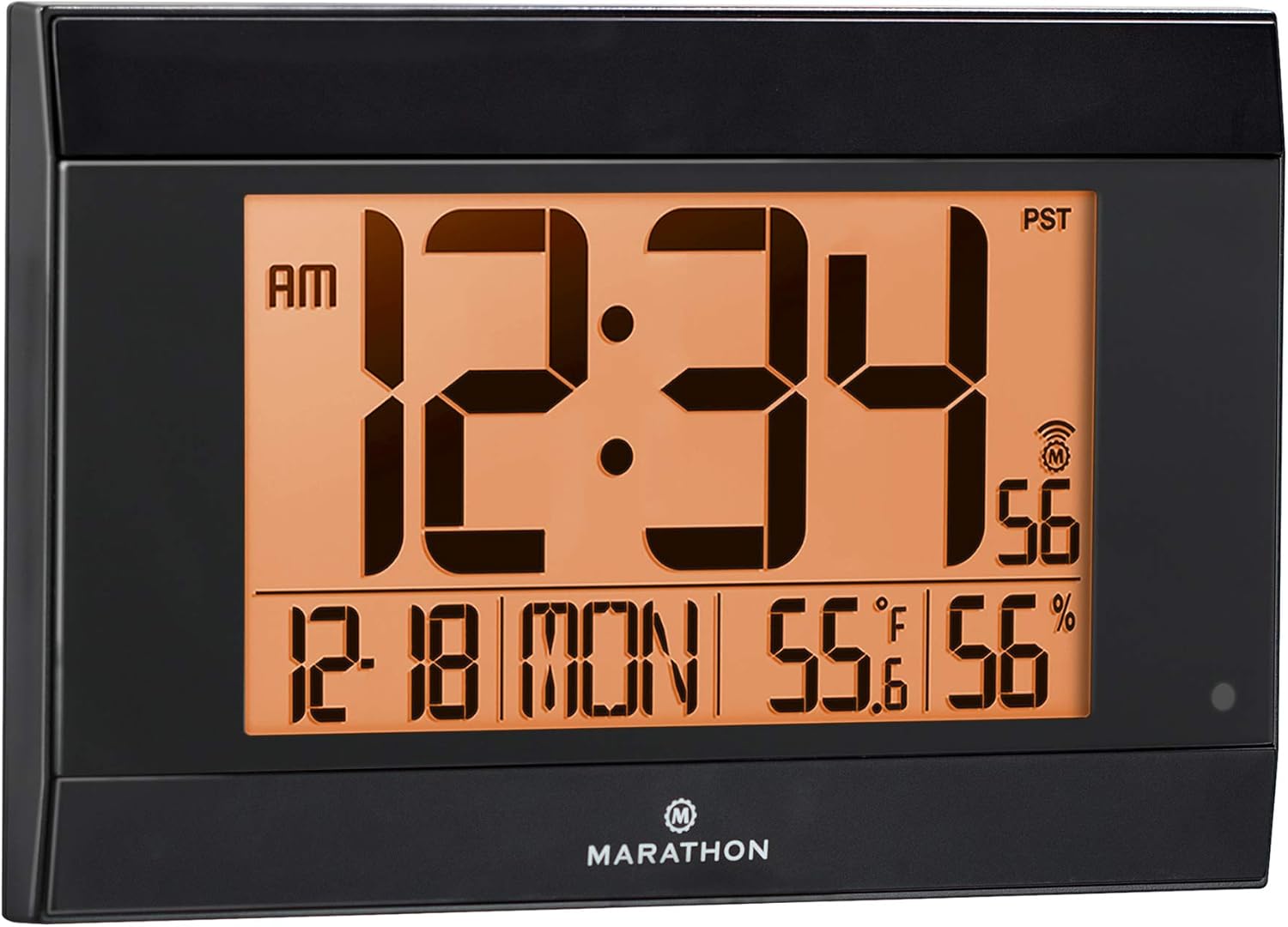Large Atomic Wall Clock with Auto Backlight, Calendar, Temperature, and Humidity E56472