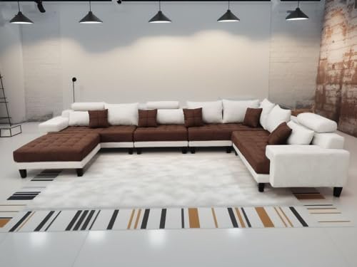 Large 5-Piece Grey Microfiber Fabric Sectional Sofa Set O124