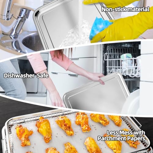 2 Set Non-stick Stainless Steel Air Fryer Basket and Tray with 60 PCS Parchment Papers C691040