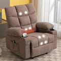 Brown Manual Fabric Recliner Chair with 8 Points Power Massage I27907