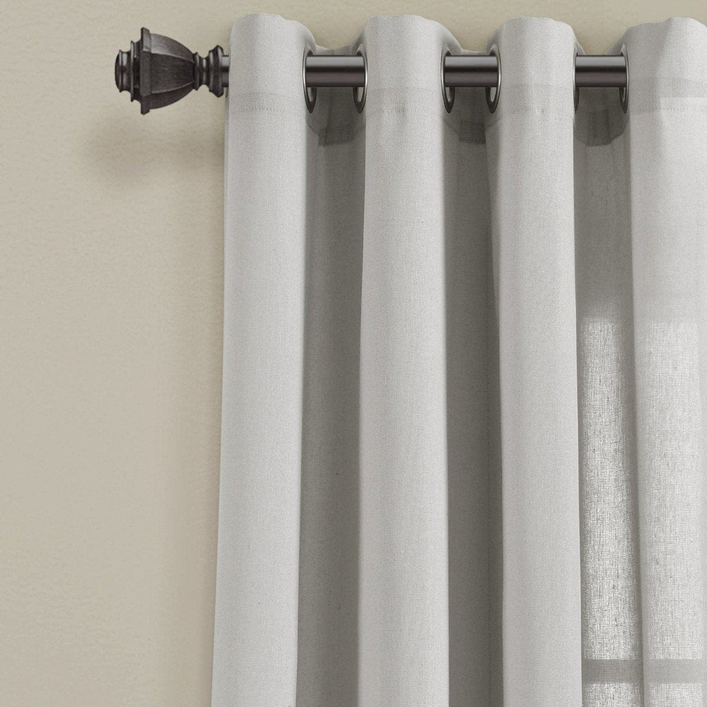Faux Linen Grommet Window Curtain Panel Set