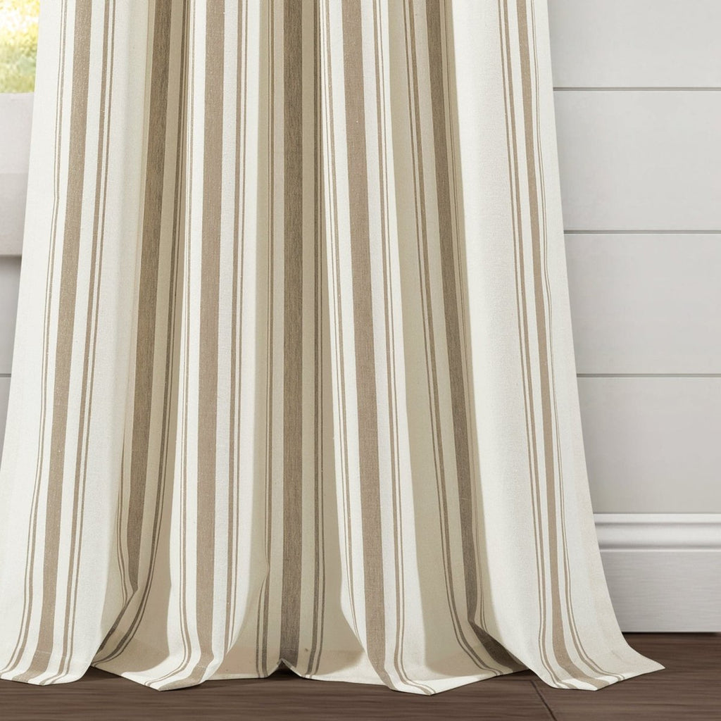 Farmhouse Stripe Yarn Dyed Recycled Cotton Blend Window Curtain Panel Set