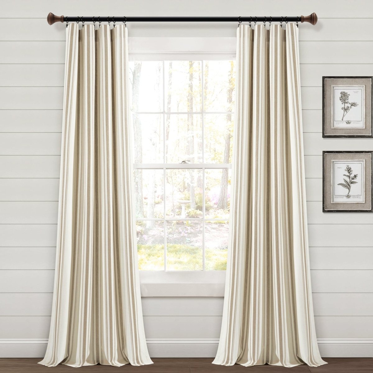 Farmhouse Stripe Yarn Dyed Recycled Cotton Blend Window Curtain Panel Set
